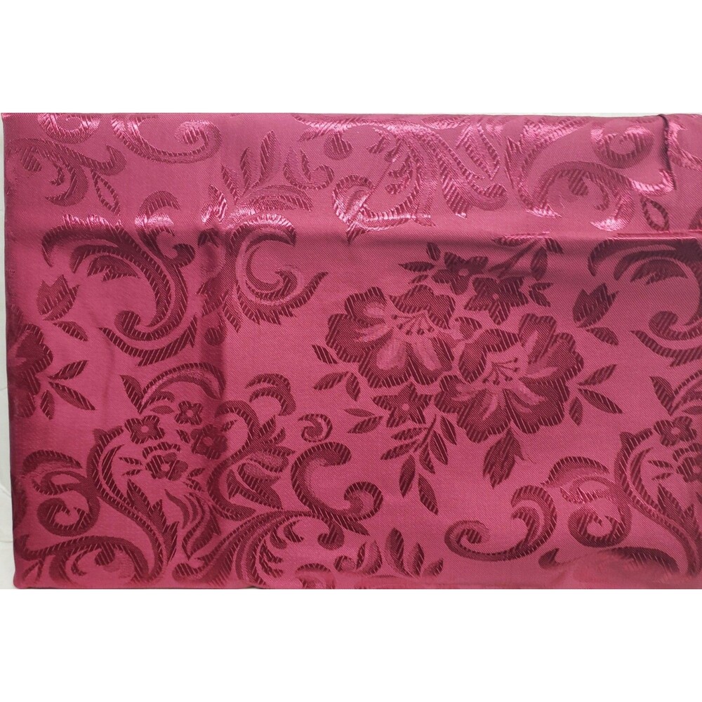 Fabric Tablecloth,60"x104" Rectangle, DAMASK FLOWERS ON BURGUNDY, CHARLOTTE,AL